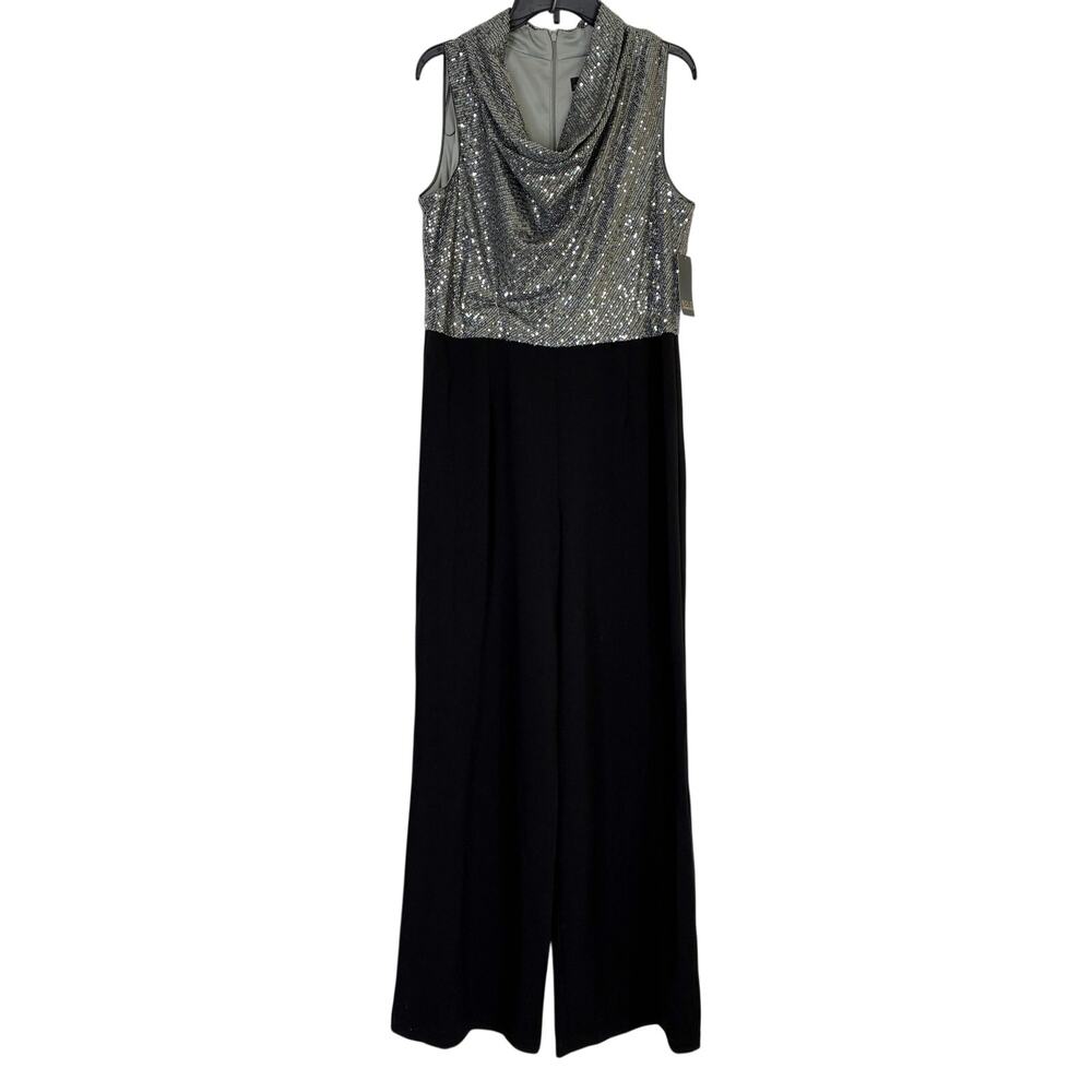 Bold Elements Black Gunmetal Sequin Fancy Jumpsuit Polyester NWT Womens Large